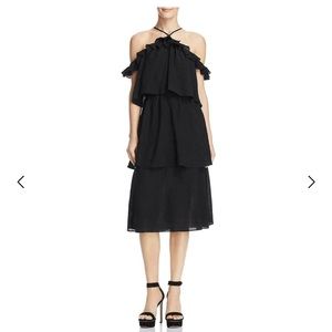 NWT Re:Named black tiered ruffle sleeve dress